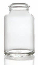 45 ml tabletpot, helder, type 3 geblazen glas