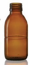 Afbeelding van 100 ml siroopfles, amber, type 3 geblazen glas