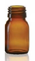 Afbeelding van 45 ml siroopfles, amber, type 3 geblazen glas
